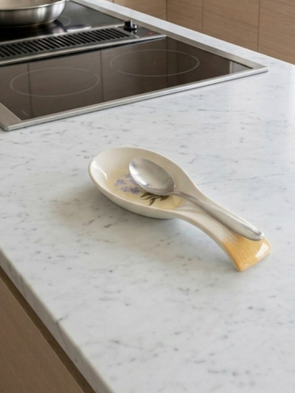 Yellow and Ceam Floral Detail Spoon Rest